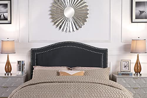 Iconic Home Tal. Headboard Velvet Upholstered Double Row Silver Nailhead Trim Modern Transitional, Twin, Black,Fhb9063-An #TOP17