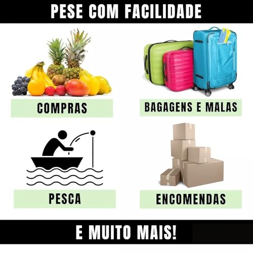 Balança de Mão Digital com Gancho 10g à 50kg - Portátil p/Malas, Bagagem, Pesca