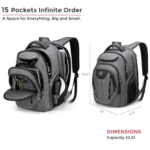 Image of Swissdigital Design TSA Business Laptop Backpack For Men,Travel Backpack With USB Charging Port,College Tech Backpacks With RFID Pockets Presents For Men Fits 15.6 Inch Computer Grey | J16BT-03
