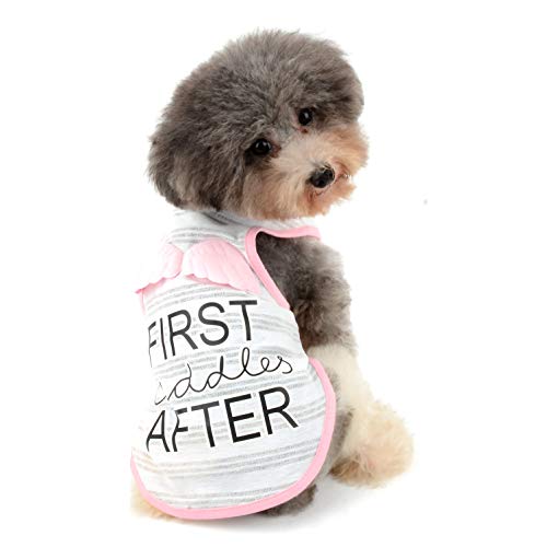 Ranphy Small Dog T-Shirt Breathable Pet Vest Comfy Cotton Tank Top Angel Wings Puppy Tee Sleeveless Shirt Cat Clothes Girls Boys for Summer White L