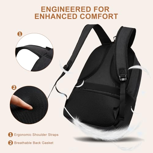 Image of Black Backpack for Men, School Backpack for Teens Boys, High School Bookbag