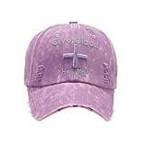 xbiez Baseballmütze im Used-Look mit Buchstabenstickerei, verstellbare Snapback-Mütze für Damen, Teenager, Musikfestival und Alltag, violett, 5 5/8-6 1/8