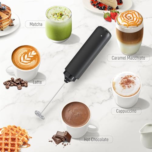 Image of SKYTONE Coffee Frother Electric with Dual Spring Tech, 13000 RPM-Stand-Up Design for Cream & Foamer for Coffee, Latte, Matcha, Hot Coffee (Black)