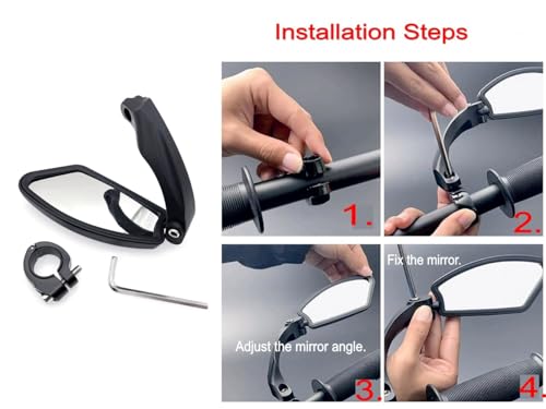 JZK Right Side Bike Mirror with Stainless Steel Lens - 360 Degree Rotatable Adjustable Cycle Mirror for Bike Handlebar - Image 4
