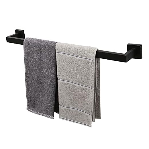 TocTen Bath Towel Rack - Square Base Thicken SUS304 Stainless Steel Towel Bar for Bathroom, Bathroom Accessories Towel Rod Heavy Duty Wall Mounted Towel Holder. (Black, 24)