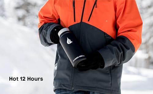 Image of HYDRO CELL Stainless Steel Insulated Water Bottle with Straw - For Cold & Hot Drinks - Metal Vacuum Flask with Screw Cap and Modern Leakproof Sport Thermos for Adults (Black 32oz)
