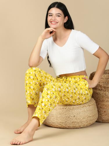 Image of PYNK by Lux Cozi Women's Cotton Printed Palazzo Pyjama Relaxed Lounge Pants | Super Soft Comfortable | Loungwear Pyjama Pant-Pack of 1