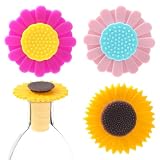 3 Pcs Wine Bottle Stopper Sunflower Cute Wines Bottle Stoppers Silicone Wine Stopper Wines Seal Stoppers Can Be Reused to Keep Fresh (Yellow Pink Purple)