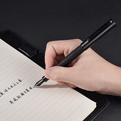 Hongdian Black Forest Max Fountain Pen, Titanium-Coated Medium Nib Chinese Knot Engraving Smooth Writing Pen With Converter And Metal Pen Case Set #TOP7