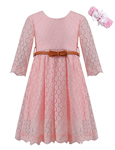 Pinkdress Little Girls 1T Vintage Lace Dress For Baby Infant Baptism Wedding Party Easter Pageant Kids Ball Gowns Spring Special Occasion Floor Length (Size 2-3 Years)=Ls Pink-100 #TOP1