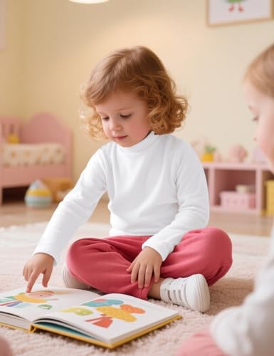 image for Witwot Toddler Girls Mock Turtleneck Shirts Cotton Baby Girl Long Slee