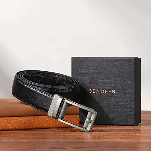 SENDEFN Men's Leather Dress Casual Belt 1 3/8" Automatic Adjustable Click Buckle Belts with Gift Box - image 5