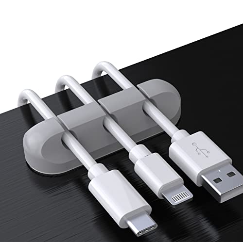 SOULWIT® Kabelhalter Kabelclips, [3 Stück] kabelmanagement Selbstklebend Kabel Organizer Vielzwecke Kabelführung Set für Schreibtisch Computer PC, USB Ladekabel, ZuhauseBüro (333-Slot, grau)