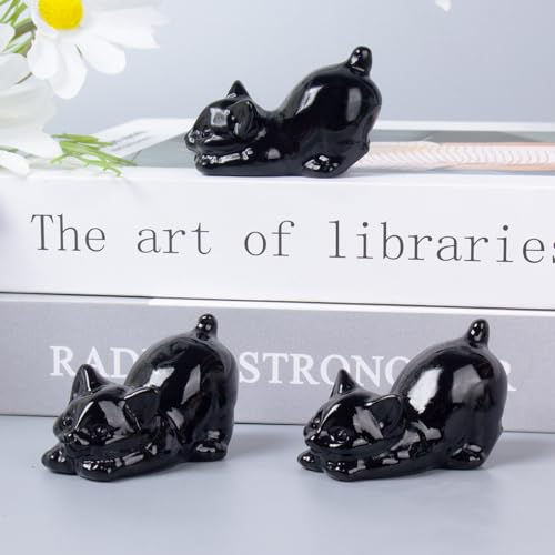 Figura de Gato de Obsidiana Negra de 2 Pulgadas miniatura 3