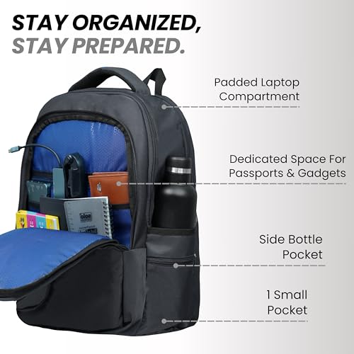 Image of Goldfinch 54L Casual Laptop Backpack | 15.6-inch Casual School College Bag Water Resistant Office Workpack with Front 1 Chain Pocket, 3 Compartments, 2 Bottle Holders for Daily Use Travel, Unisex