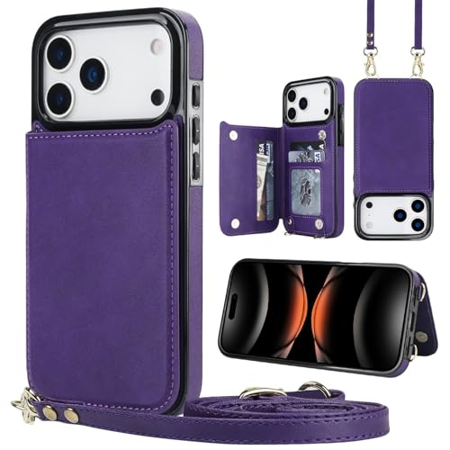 Étui iPhone 17 Pro Max violet avec rangement de cartes et protection intégrale
