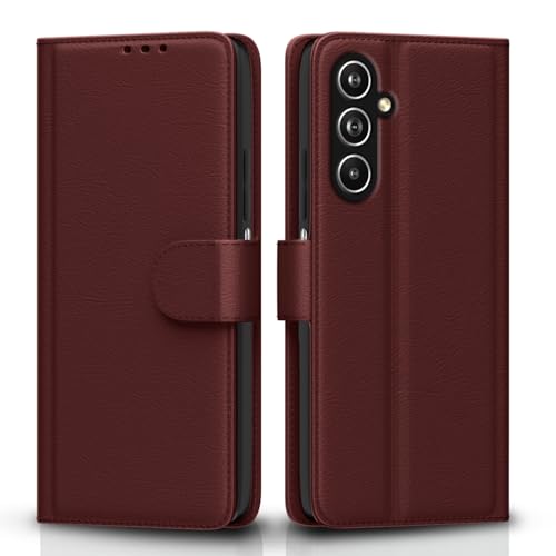 Image of Pikkme Samsung Galaxy F54 / M54 5G Flip Cover Leather Finish | Inside TPU with Card Pockets | Wallet Stand and Shock Proof | Complete Protection Flip Case (Brown)