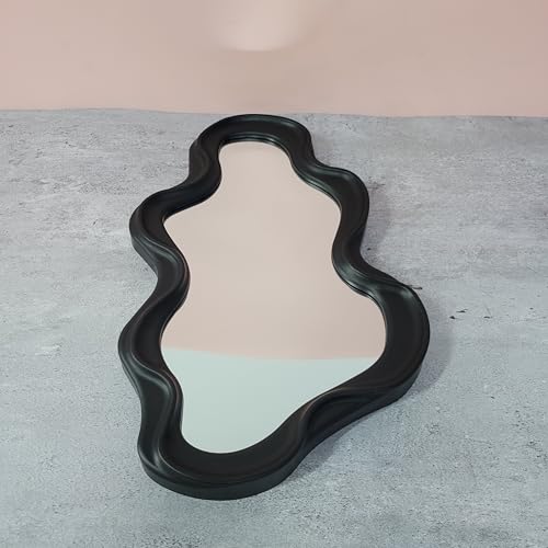 ZNELOCTS Bathroom vanity mirrors Irregular Wavy Wall Mirror — Black-Framed Abstract Art Mirror, Ideal as a Vanity Mirror