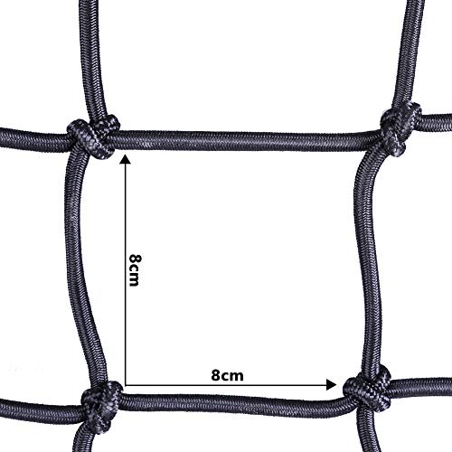 Towever 3'x4' Bungee Cargo Net Long Stretches to 6'x8' 8cm x 8cm Mesh Net Small Large Cargo Loads Tighter for Rooftop Cargo Carrier