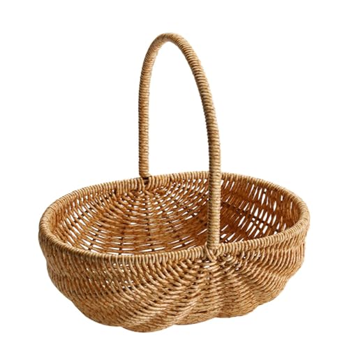 Cestino da picnic con manici, grande cesto di vimini naturale, cestino vuoto per uova di Pasqua a buon mercato per giocattoli, fiori, regali di nozze