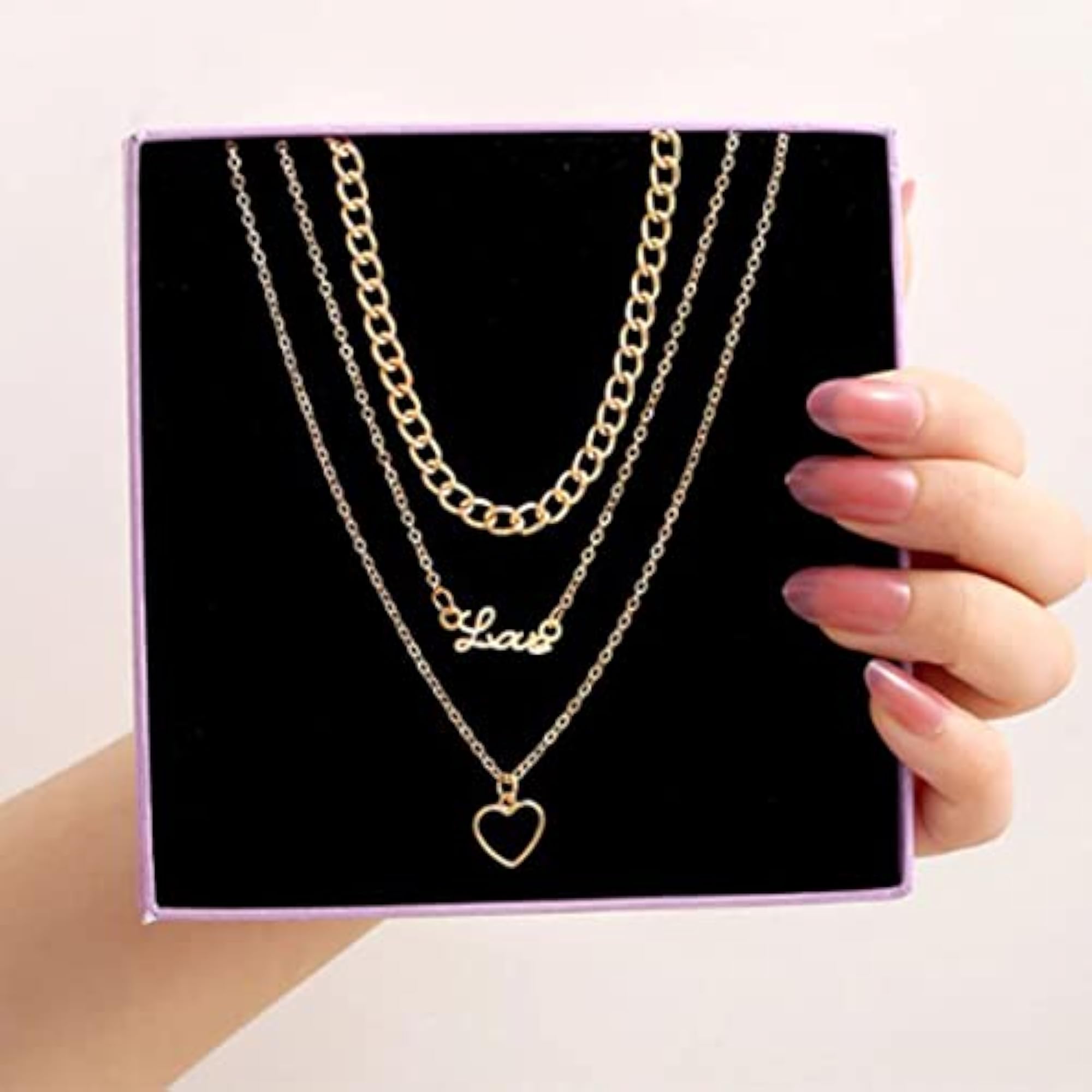 Plated Hearts Layered Necklace