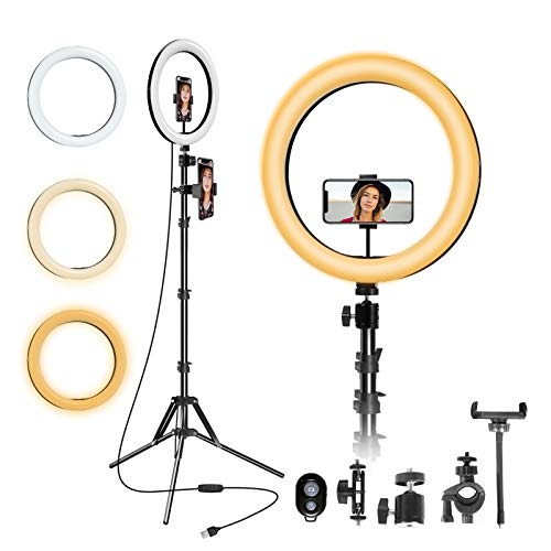 12 Selfie Ring Light with Tripod,Ring Light with 63 Tripod Stand and Flexible Phone HolderPhone Holder, Light Ring for Video Recording/YouTube/Instagram/Facebook?Compatible with All Cell Phones