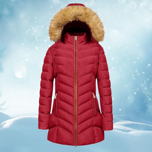 Chaqueta acolchada impermeable para mujer abrigo largo térmico con capucha 3