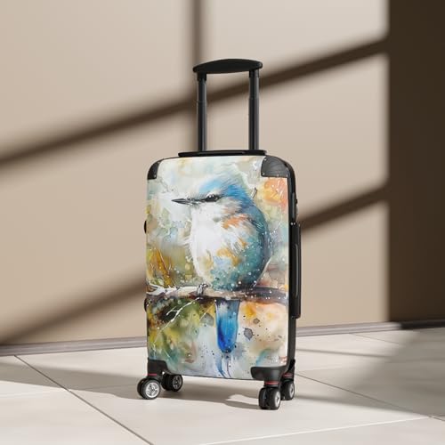 Hard-Shell Suitcase with Bluebird Print, Telescopic Handle, 360° Wheels, Carry-On/Medium/Large Sizes (Carry-On)3