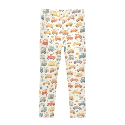 KLL Cartoon Trucks Motorcyles Toddler Girls' Athletic Leggings Fashion High Waisted Dance Pants Gym2