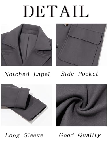 Image of Runcati Mens Trench Coat Notch Lapel Double Breasted Peacoat Wool Blend Casual Long Overcoat