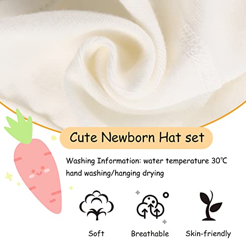Image of JANGANNSA Newborn Baby Hospital Hat Infant Set Head Cap Lovely Ears Belt Beanie 0-8Months