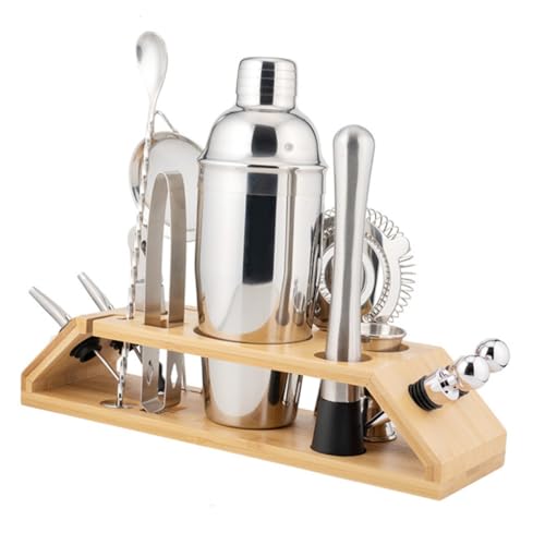 Gatuida Coctelera de Acero Inoxidable con Colador y Soporte Trapezoidal Kit Profesional para Bar y Coctelería Casa Herramientas Portátiles para Cócteles y Bebidas Variadas