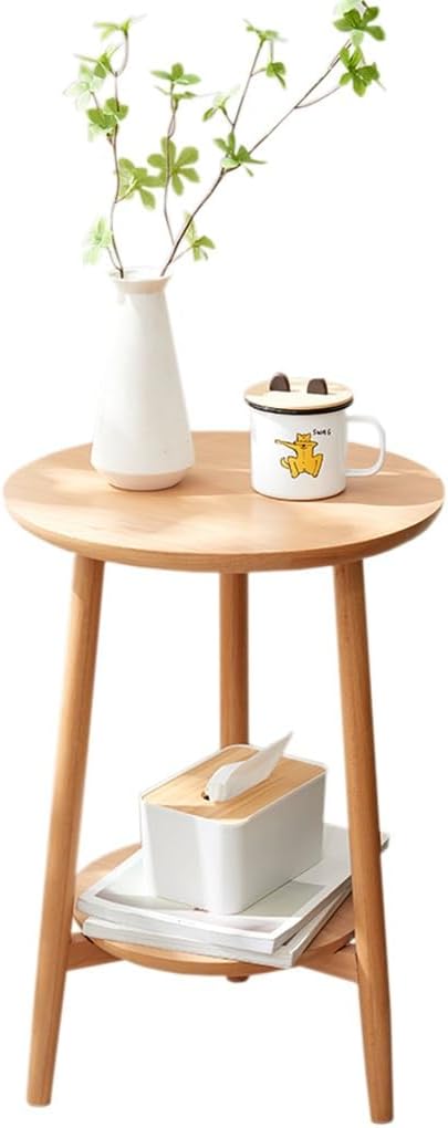 Creative Round Side Table,Round Coffee Table with 2 Levels of Storage for Living Room/Bedroom/Study/Leisure Area (Color : A, Size : 42 * 42 * 60.5cm)