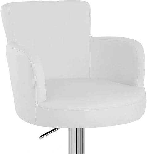 Vista 9 de ZURI Taburete de bar giratorio de altura ajustable Chateau con base cromada - Blanco