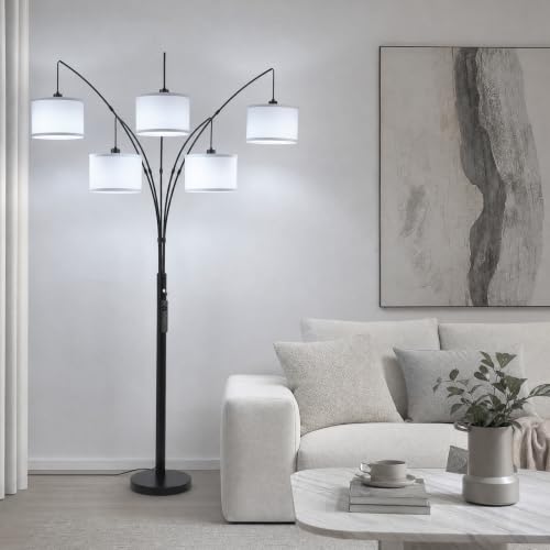Image of Floor Lamps for Living Room, 4000LM Super Bright Arc Floor Lamp with Remote Control, 5 Light Tall Floor Lamps with Stepless Dimmable, 83 inch Mid Century Tree Floor Lamp for Bedroom, Office
