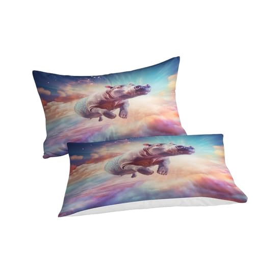 Parure de lit hippopotame pour chambre king size cosy avec housse de couette en microfibre