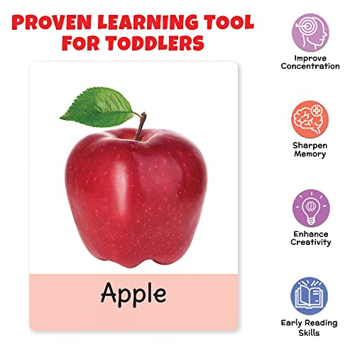 Image of Big Flash Cards for Kids: Fruits | 32 Double-Sided Picture Cards, Durable & Water Resistant | Early Learning & Development Toy for Preschoolers & Toddlers 2-6 Years | Can Be Wiped Clean