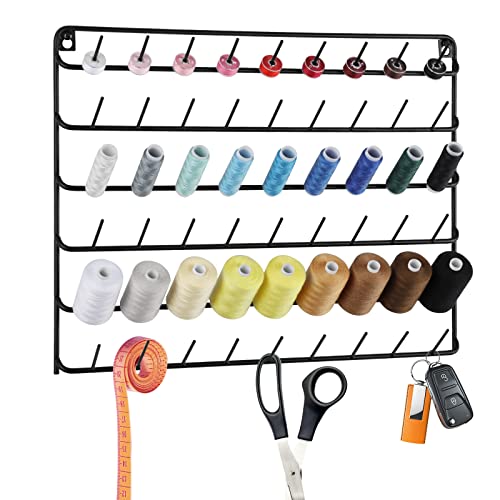 YBING Thread Holder Wall 2 Pack 54 Spools Thread Rack Wall Mount Embroidery Spool Thread Organizer Metal Sewing Thread Organizer with Hanging Tools for Quilting - Image 6