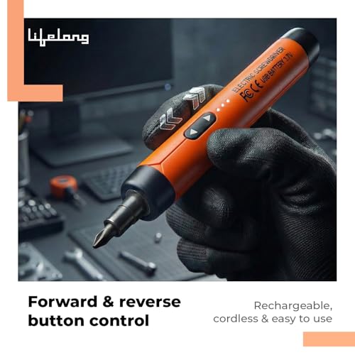 Image of Lifelong 38 Bits Electric Screwdriver Kit | Precision Rechargeable Screwdriver Toolbox | 500mAh Battery | USB Type-C, Magnetic Tip | 150 RPM Speed | Ideal for Phone, Laptop, Toy & Eyeglasses Repair