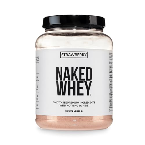 Image of NAKED Strawberry Whey Protein Powder, Only 3 Ingredients, 25g Grass Fed Whey Protein Powder, Aid Muscle Growth & Recovery - 24 Servings