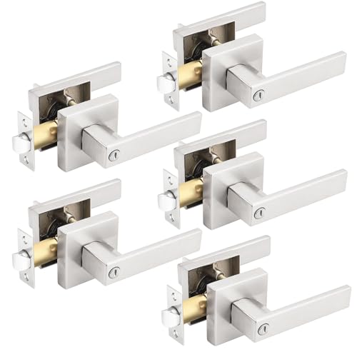 Gobrico Quadratische Türklinke Sichtschutz Satin Nickel