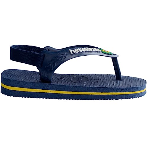 Havaianas Baby-Boy's Flip Flops, Navy Blue Citrus Yellow, 2-2.5 Infant3