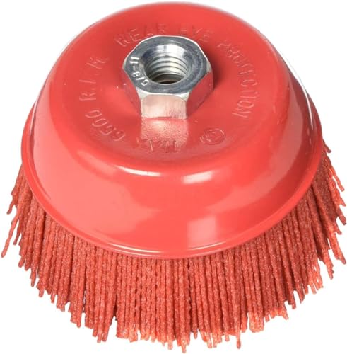 Abrasive 180 Grit Nylon Bristle Cup Brush - 6 Inch - Safe for Use on Metal, Wood, Aluminum and Plastic Surfaces (2)