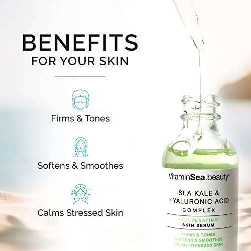 Vitamins And Sea Beauty, Hyaluronic Acid Serum For Face Anti-Aging With Sea Kale, Smoothing Facial Serum Skin Firming Hydrating Rejuvenating, 2 Fl Oz #TOP2