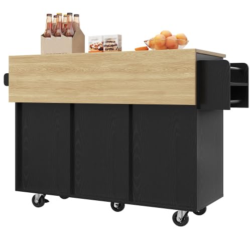 Wyspa kuchenna wysuwana kółka, MDF czarny, 110x46x90,5 cm