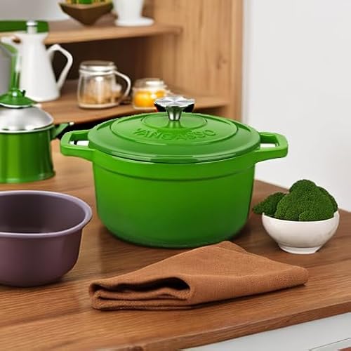Miniatura 5 de Vancasso - Olla Esmaltada Hierro Fundido, 2 L, Olla Antiadherente, Apta Para Cocinas De Inducción, Utilizada Como Estofado, Sopa, Con Tapa, Redonda, 20 Cm