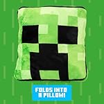 Paladone Minecraft Creeper 2-in-1 Cushion Blanket - Officially Licensed Microsoft Travel Blanket, Foldable Soft Fluffy Throw, Gamer Design for Living Room or Bedroom Décor 120cm x 150cm - Image 4