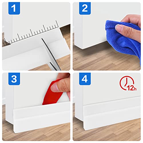 Grotheory 2 Pack Door Draft Stopper Under Door Seal, 2" W X 39" L Door Sweep For Exterior & Interior Doors, Door Draft Blocker Dust And Noise Insulation Weather Stripping Draft Guard Insulator, White #TOP5