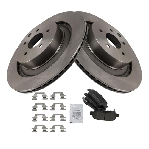 Image of TRQ Rear Brake Pad and Rotor Set Semi Metallic Rotors Compatible with 2010-2017 Nissan 370Z