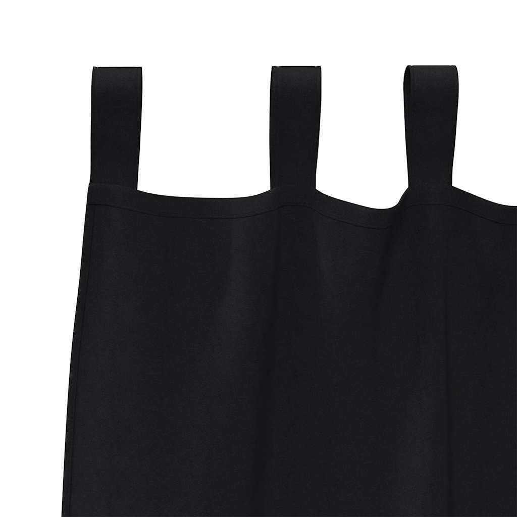 Lot de 2 rideaux occultants avec anneaux - Noir - 225 x 140 cm - En polyester - Pour salon, chambre à coucher, bureau - Protection solaire - Protection contre la chaleur - Décoration de
